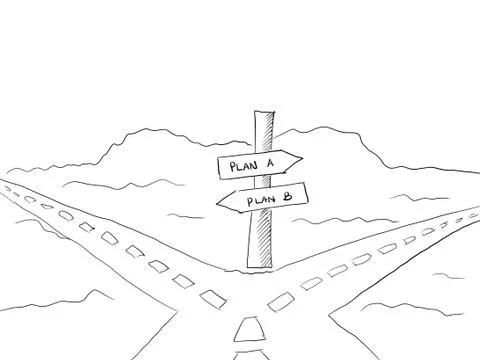 Illustration of a choice of a plan with two sign board in intersection Stock Illustration