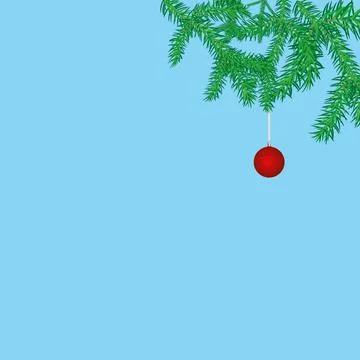 Illustration Christmas background with fir branches and a red ball. Stock Illustration