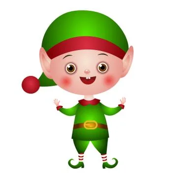 Illustration. Christmas elf with empty hands up Stock Illustration