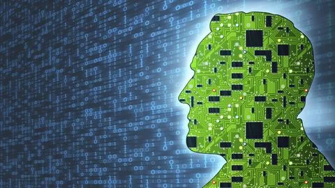 An illustration of a circuit board face binary background Stock Illustration