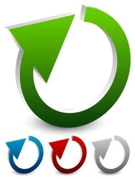 Illustration of circular arrow. 3d cyclic arrows, restart, loop concepts. Stock Illustration