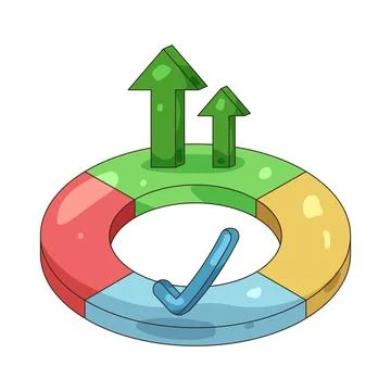 Illustration of circular progress chart with a checkmark Illustrazione stock