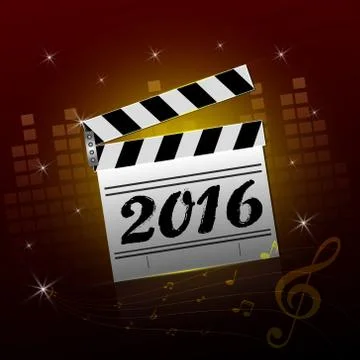 Illustration of  clapper board with a 2016 sign Stock Illustration