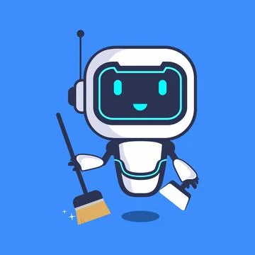 Illustration Cleaning Robot Character Vector Technology Stock Illustration