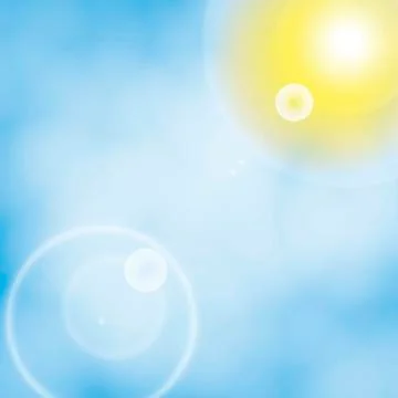 Illustration of clear sky, with clouds and sun, vector illustration Stock Illustration