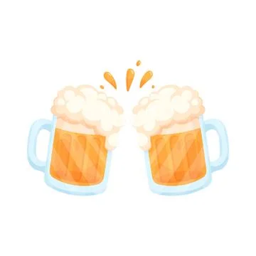 Illustration of Clinking beer mugs Stock Illustration