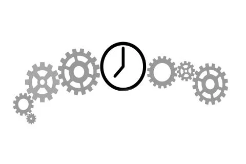 Illustration of clock and cogs Stock Illustration