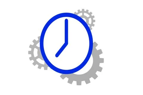 Illustration of clock and cogs Stock Illustration