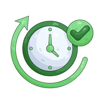 Illustration of clock with a checkmark Stock Illustration