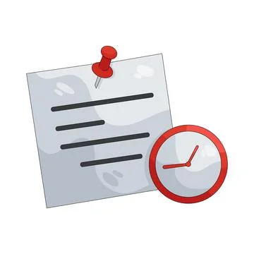 Illustration of clock with sticky note Stock-Illustration