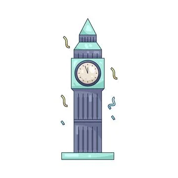 Illustration of clock tower Stock Illustration