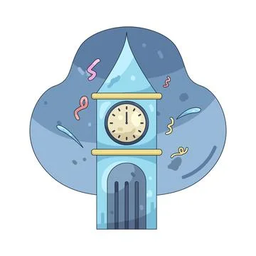 Illustration of clock tower Stock Illustration