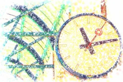Illustration of the clocks at station Stock Illustration