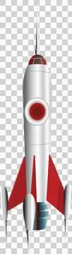 Illustration of close up of rocket space ship in silver and red Stock Photos