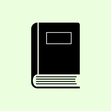 Illustration of a closed book with a square label on the front cover. Stock Illustration