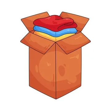 Illustration of Clothes in a cardboard box Stock Illustration