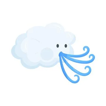 Illustration of cloud blowing wind 스톡 일러스트
