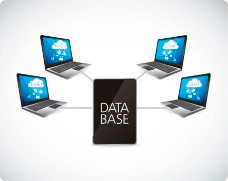 Illustration of cloud computers and communications technology, vector Stock Illustration