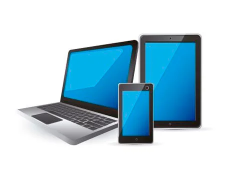 Illustration of cloud computers and communications technology, vector Stock Illustration