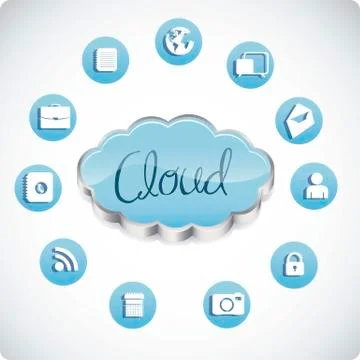 Illustration of cloud computers and communications technology, vector Stock Illustration