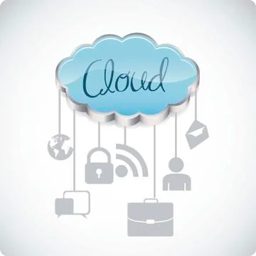 Illustration of cloud computers and communications technology, vector Stock Illustration