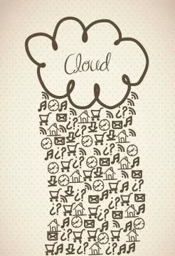 Illustration of cloud computers and communications technology, vector Stock Illustration