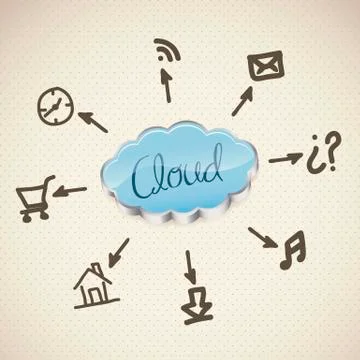 Illustration of cloud computers and communications technology, vector 스톡 일러스트