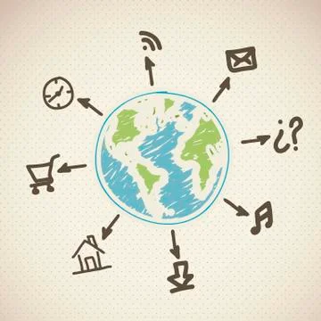 Illustration of cloud computers and communications technology, vector 스톡 일러스트