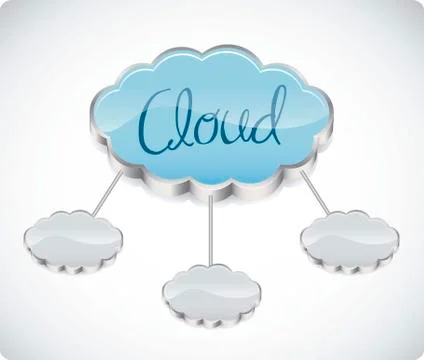 Illustration of cloud computers and communications technology, vector Stock Illustration