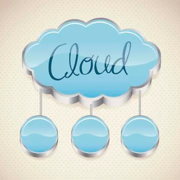 Illustration of cloud computers and communications technology, vector Stock Illustration