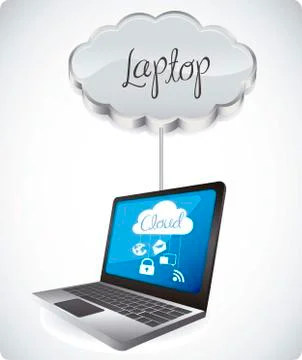 Illustration of cloud computers and communications technology, vector Illustrazione stock