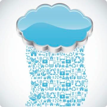 Illustration of cloud computers and communications technology, vector イラスト素材