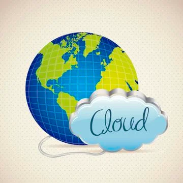 Illustration of cloud computers and communications technology, vector イラスト素材