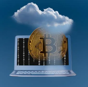 Illustration of cloud computing and bitcoin Stock Photos