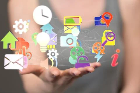 Illustration of cloud computing and file icons Stock Photos