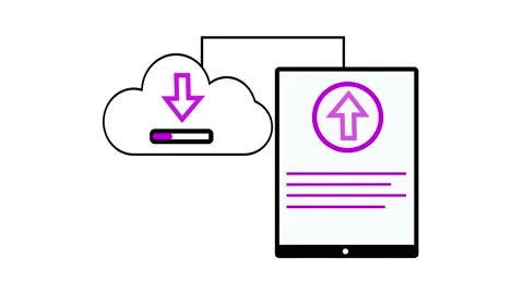 Illustration of cloud computing with tablet device. Upload and download sym.. Stock Footage 309015540