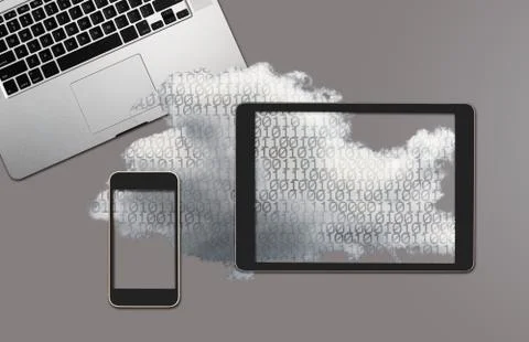 Illustration of cloud computing web services with smartphone Stock Illustration