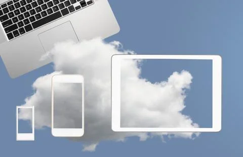 Illustration of cloud computing web services with smartphone Stock Illustration