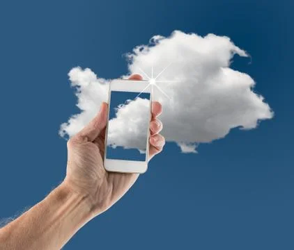 Illustration of cloud computing web services with smartphone Stock Photos