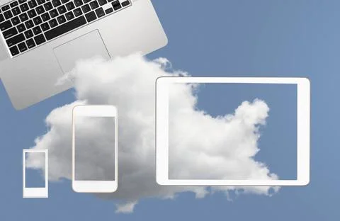 Illustration of cloud computing web services with smartphone Concept image... Stock Photos