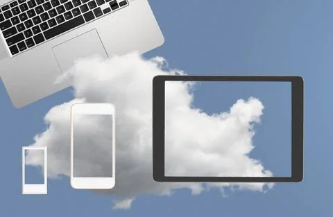 Illustration of cloud computing web services with smartphone Concept image... Stock Photos