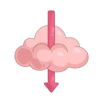 Illustration of cloud with a downward arrow Stock Illustration