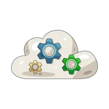 Illustration of cloud with gears 스톡 일러스트