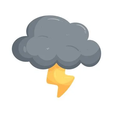 Illustration of cloud with lightning bolt 스톡 일러스트