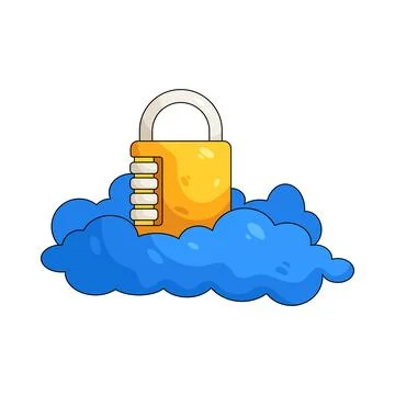 Illustration of cloud with a lock Stock Illustration