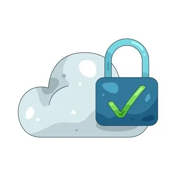Illustration of Cloud security with a padlock Illustrazione stock