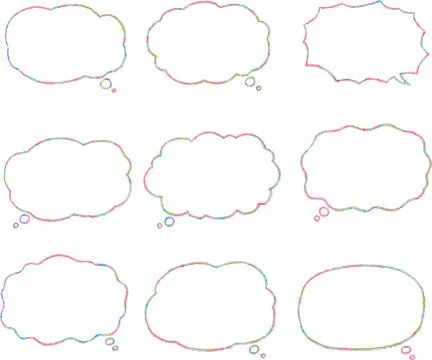 Illustration of Cloud-shaped speech bubble drawn set Stock Illustration
