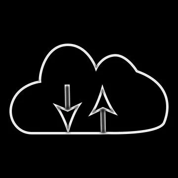 Illustration of cloud storage on black background. Modern technology Stock Photos