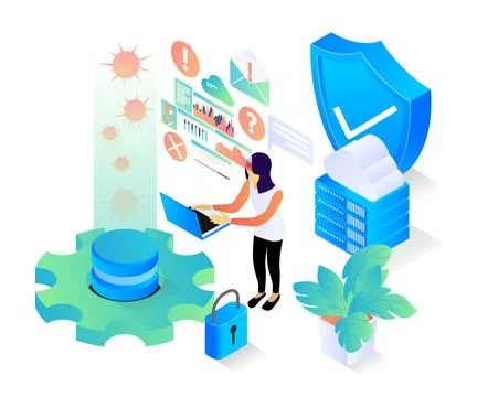 Illustration of cloud storage server security programmer Stock-Illustration