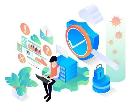 Illustration of cloud storage server security programmer Stock-Illustration